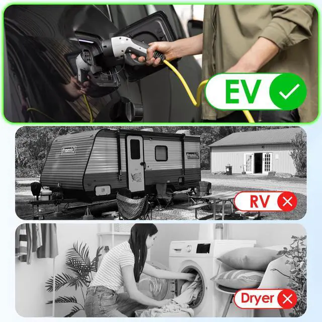 Alt view image 3 of 7 - 4 Prong NEMA 14-30P to 14-50R EV Charger Adapter Cord | Compatible with Tesla Model 3/S/X/Y, 30 Amp Dryer to 50 Amp EV for Leave 2 Charging, ETL Listed (Not for Dryer or RV)