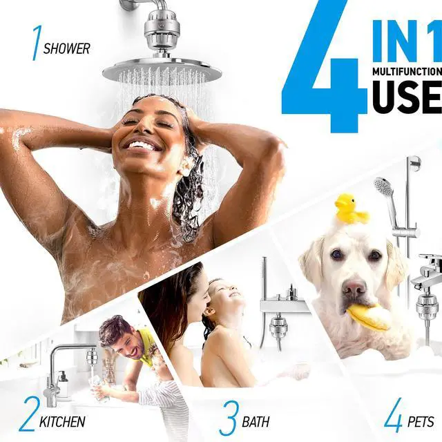 Alt view image 6 of 7 - 20 Stage Shower Filter with Vitamin C E and A - Reduces Chlorine, Heavy Metals and Sediment - 5 Cartridges Included - High Pressure - Universal Fit
