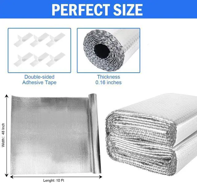 Alt view image 5 of 7 - Double Reflective Insulation 48 in X 10 FT RV Window Insulation for Summer Heat Reflective Window Film for Roof, Car, Garage Doors