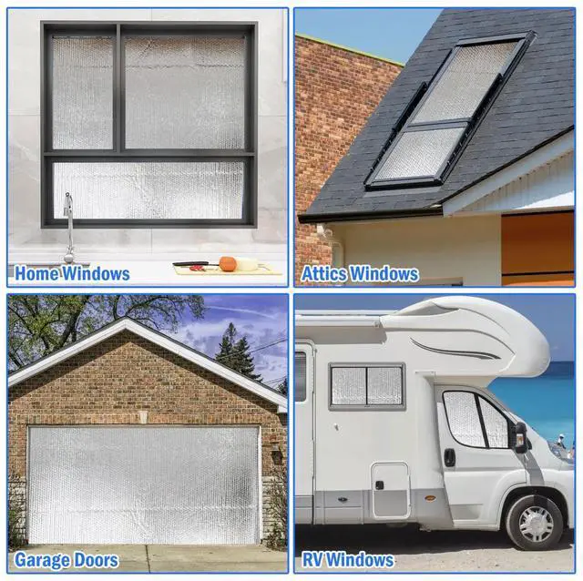 Alt view image 6 of 7 - Double Reflective Insulation 48 in X 10 FT RV Window Insulation for Summer Heat Reflective Window Film for Roof, Car, Garage Doors