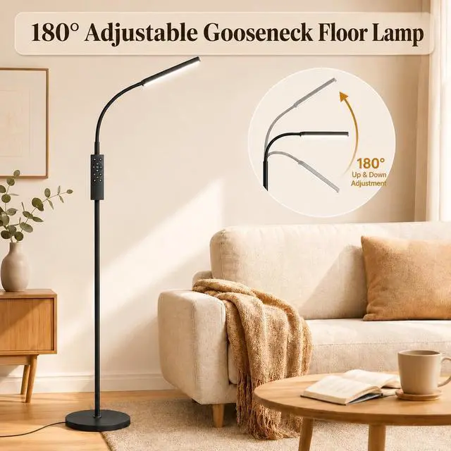Alt view image 5 of 7 - Floor lamp, 15w/1000lm Bright LED Floor Lamp with Stepless Adjustable 3000K-6000K Colors and Dimmer, Remote and Touch Control, Adjustable Floor Lamp for Living Room