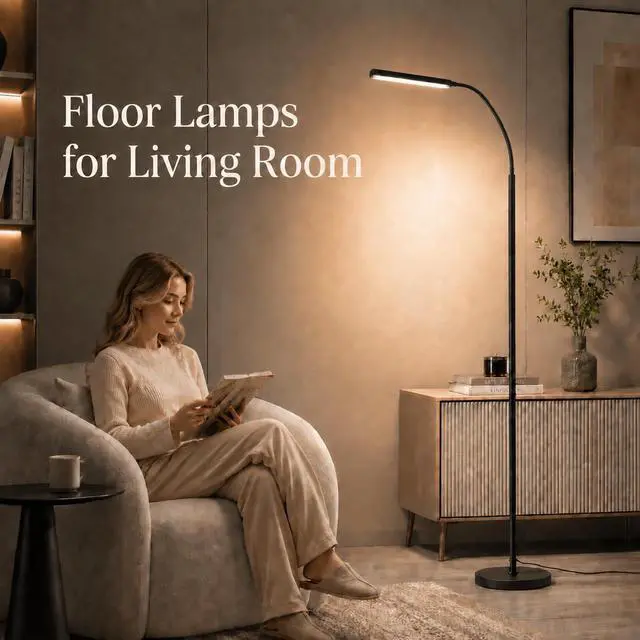 Alt view image 6 of 7 - Floor lamp, 15w/1000lm Bright LED Floor Lamp with Stepless Adjustable 3000K-6000K Colors and Dimmer, Remote and Touch Control, Adjustable Floor Lamp for Living Room