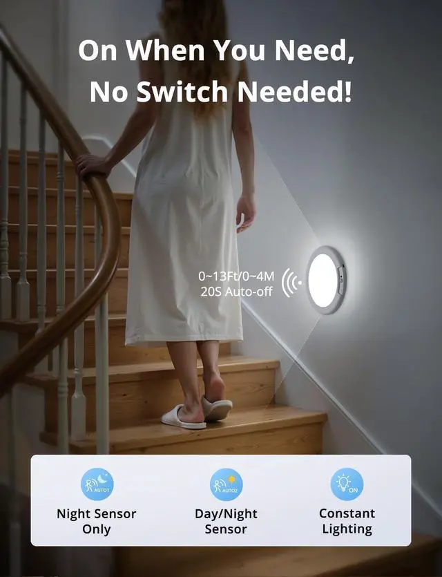 Alt view image 6 of 7 - Battery Operated Shower Light Waterproof Inside, Rechargeable Motion Sensor Ceiling Lights Battery Powered with Remote, No Wiring Magnetic Cordless LED Overhead Lighting for Closet Hallway
