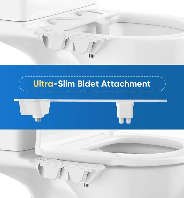 Alt view image 4 of 7 - Ultra-Slim 3-in1 Bidet, Self-Cleaning, Posterior&Feminine Wash-(Retractable Dual Nozzles), Non-Electric Bidet Attachment for Toilet Seat, Adjustable Fresh Cold Water Pressure, Stainless Steel Inlet