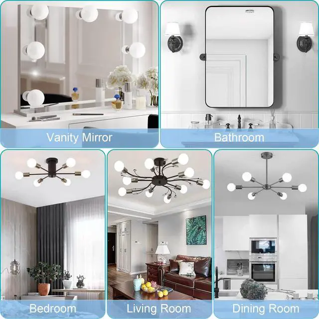 Alt view image 7 of 7 - G25 LED Globe Light Bulbs, 60W Equivalent, 5000K Daylight Bathroom, E26 Base, Eye-Friendly Vanity Round, Perfect for Vanity Makeup Mirror, 120V CRI85+ Non-Dimmable 4Pack