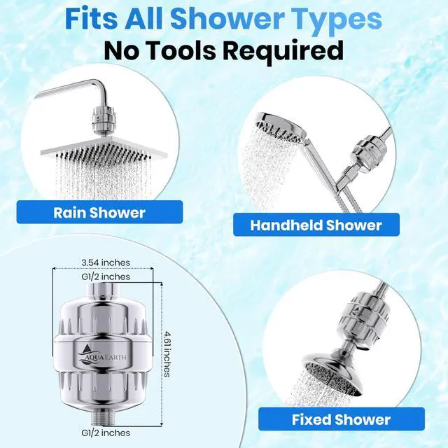 Alt view image 5 of 7 - Shower Filter for Hard Water, 20-Stage Vitamin C E Chlorine | Filter Helps reduce Fluoride, odors, sediment, rust, and impurities commonly found in shower water