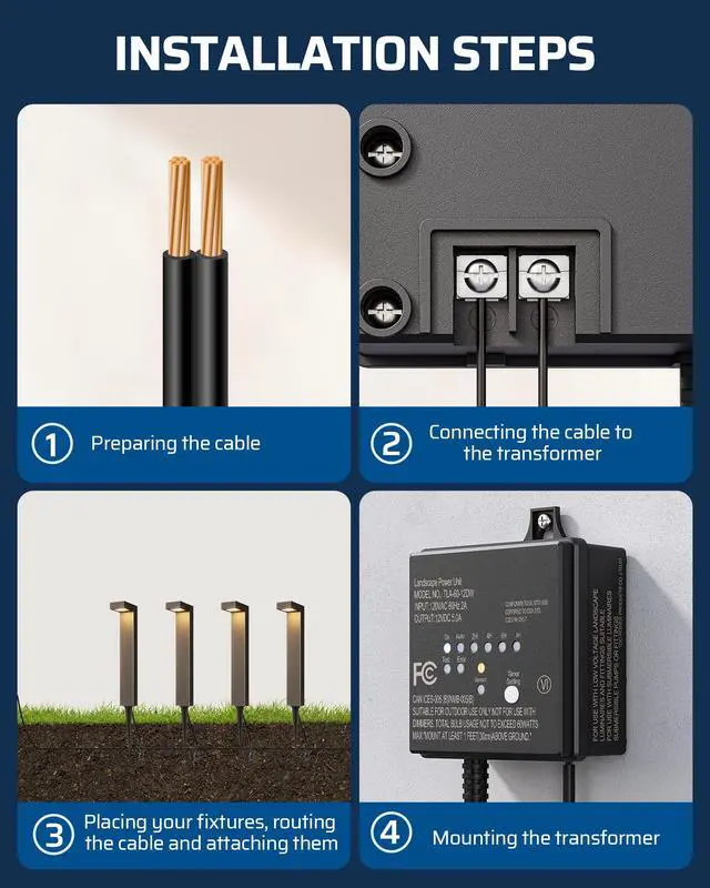 Alt view image 7 of 7 - 60W 120V Low Voltage Transformer Outdoor120V AC to 12V DC | Timer & Photocell Sensor, Weatherproof LED Landscape Lighting, Spotlight, Pathway Light, ETL Listed
