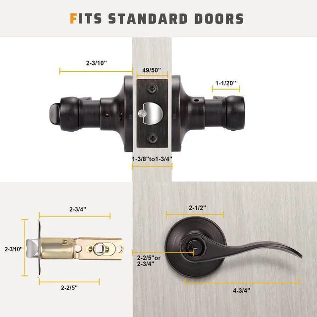 Alt view image 5 of 7 - 1 Pack Keyed Entry Front Door Handle Entrance Handlesets Exterior Lockset with Key, Left/Right Handed Doorknob Oil Rubbed Bronze