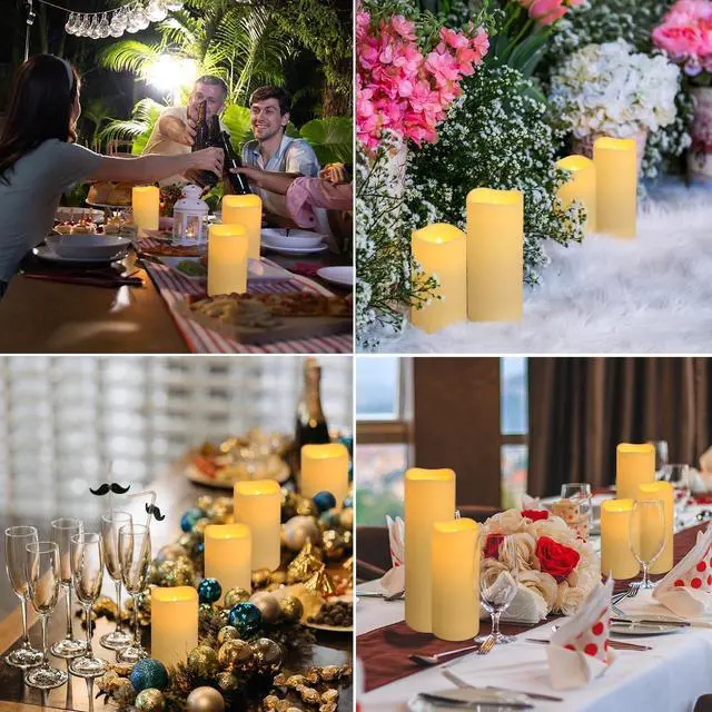 Alt view image 3 of 7 - Set of 24 Waterproof Outdoor Flameless Candles, LED Candles with 4 Remote and Timer,(H 4" 5" 6" x D 2.2"),for Halloween Wedding Festiv