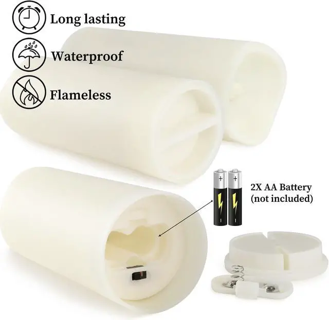 Alt view image 6 of 7 - Set of 24 Waterproof Outdoor Flameless Candles, LED Candles with 4 Remote and Timer,(H 4" 5" 6" x D 2.2"),for Halloween Wedding Festiv