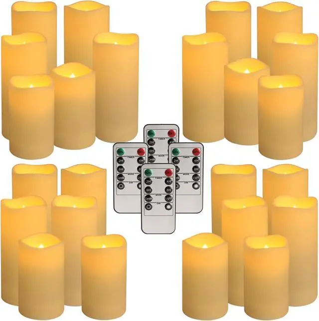 Alt view image 7 of 7 - Set of 24 Waterproof Outdoor Flameless Candles, LED Candles with 4 Remote and Timer,(H 4" 5" 6" x D 2.2"),for Halloween Wedding Festiv