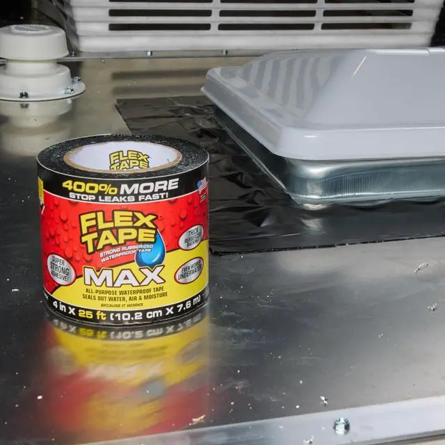 Alt view image 6 of 7 - Original Thick Flexible Rubberized Waterproof Tape - Seal and Patch Leaks, Works Underwater, Indoor Outdoor - Home RV Roof Plumbing and Pool Repairs, Black, 4 in x 5 ft, Pack of 1