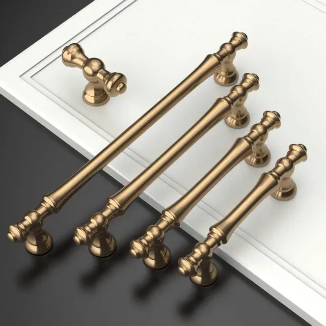 Alt view image 2 of 6 - 10 Pack Champagne Bronze Cabinet Pulls 5 Inch(128mm) Hole Center Cabinet Hardware Kitchen Cabinet Handles for Bathroom Drawer Pulls Dresser Pulls ZH0014