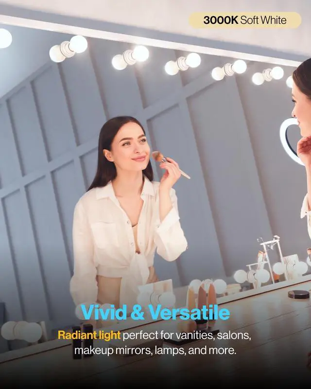 Alt view image 2 of 5 - Sunco 12 Pack G25 LED Light Bulb, Globe, Vanity Bathroom Mirror, 6W=40W | 3000K Warm White, Frosted Lens, 450LM, Dimmable, E26 Medium Base, Vanity Mirror Lighting, Damp Rated, Decorative Round Bulb