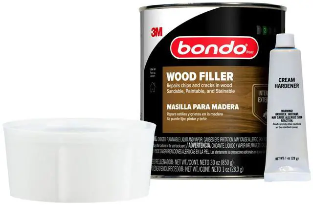 Alt view image 4 of 7 - 3M Wood Filler 30 oz (850.49 g) with Cream Hardner 0.5 oz (14g), Repairs Chips and Cracks in Wood, Sandable, Paintable, and Stainable (WF-QT-ES)