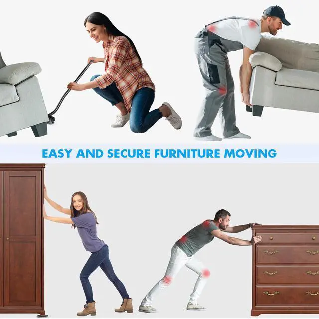 Alt view image 2 of 7 - Furniture Lifter Tool + 8-Pack of 3.5" Sliders, Save 80% Effort, Safely and Easily, The Lift and Glide Tool Set for Heavy Furniture and Appliances, Reusable Moving Pads, Floor Protectors for Carpet