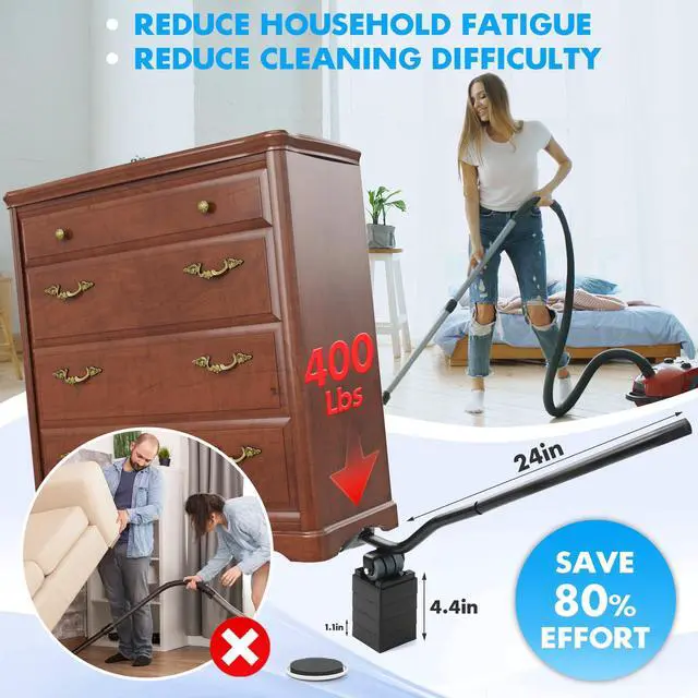 Alt view image 3 of 7 - Furniture Lifter Tool + 8-Pack of 3.5" Sliders, Save 80% Effort, Safely and Easily, The Lift and Glide Tool Set for Heavy Furniture and Appliances, Reusable Moving Pads, Floor Protectors for Carpet