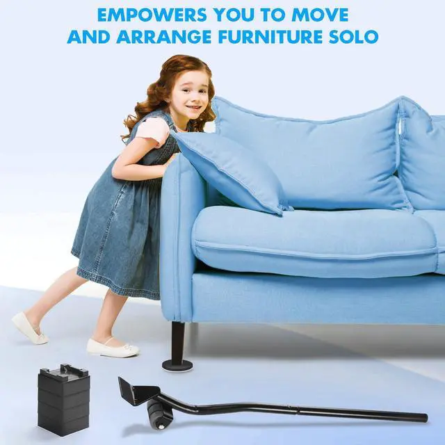 Alt view image 4 of 7 - Furniture Lifter Tool + 8-Pack of 3.5" Sliders, Save 80% Effort, Safely and Easily, The Lift and Glide Tool Set for Heavy Furniture and Appliances, Reusable Moving Pads, Floor Protectors for Carpet