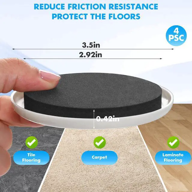 Alt view image 6 of 7 - Furniture Lifter Tool + 8-Pack of 3.5" Sliders, Save 80% Effort, Safely and Easily, The Lift and Glide Tool Set for Heavy Furniture and Appliances, Reusable Moving Pads, Floor Protectors for Carpet