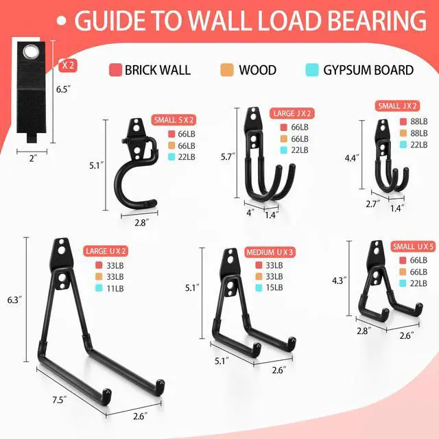 Alt view image 2 of 7 - 18 Pack Garage Hooks Heavy Duty - Anti-Slip Coating | Garage Storage Hooks for Hanging BikeLadderGarden ToolsHose