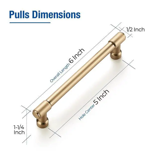 Alt view image 3 of 7 - Champagne Bronze Cabinet Handles Modern Pulls,5 Inch,10 Pack | Smooth Feel, Solid Zinc Alloy, Screws Included, Dresser Drawer Pulls, Kitchen Cabinet Hardware, for Cupboard Door Handles