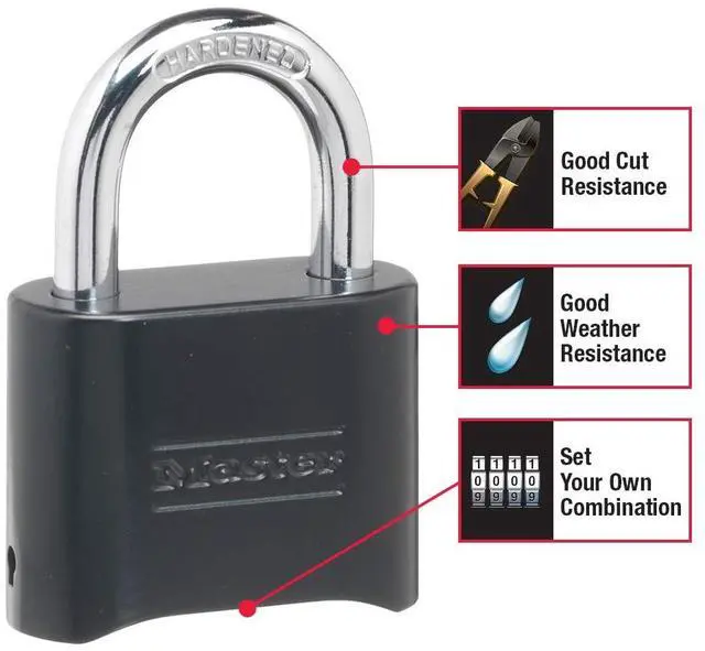 Alt view image 3 of 6 - Black Combination Padlock, Set Your Own Combo Lock, Weather Resistant Indoor and Outdoor Padlocks with Code for Gym Locker, Gate, Shed, 2 Pack, 178EC2