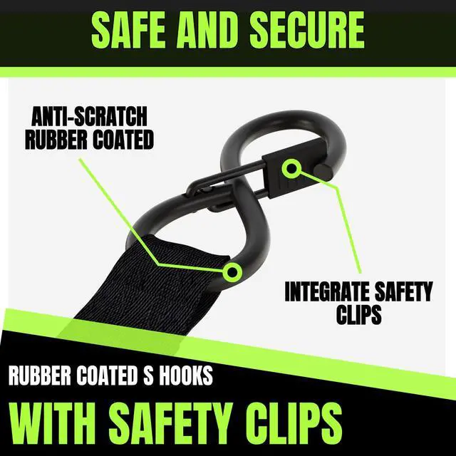 Alt view image 4 of 7 - Retractable Ratchet Straps 1''x 12ft Heavy Duty Tie Downs Bolt on Auto Retract Ratchet Strap 1760lb Break Strength Self Retracting for Truck,Cargo,Trailer,Motorcycle,ATV,UTV (Black-Green,2 Pack)