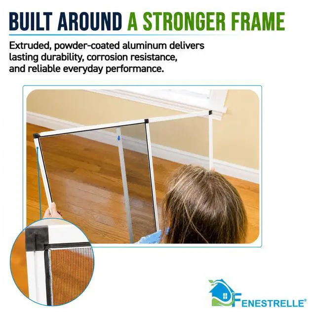 Alt view image 5 of 7 - Expandable Window Screen, 15 H × 2140 W Horizontal, 2-Pack | 2Way Adjustable Window Screen, Flame Resistant Fiberglass Mesh, Durable Aluminum Frame with Built-In Weatherstrip