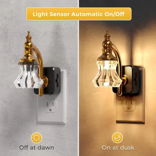 Alt view image 2 of 7 - Night Lights Plug into Wall, 3000K Soft White | Flower Night Lights with Dusk to Dawn Sensor, 0-100lm Adjustable Brightness, for Hallway Bedroom Stairway