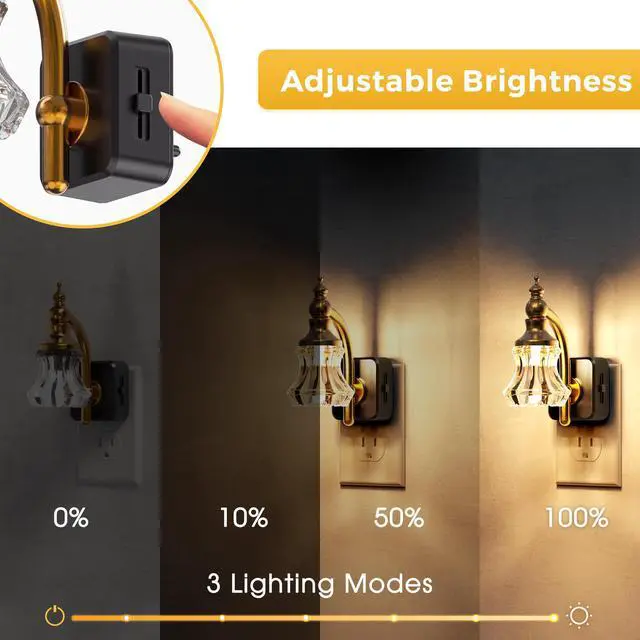 Alt view image 3 of 7 - Night Lights Plug into Wall, 3000K Soft White | Flower Night Lights with Dusk to Dawn Sensor, 0-100lm Adjustable Brightness, for Hallway Bedroom Stairway