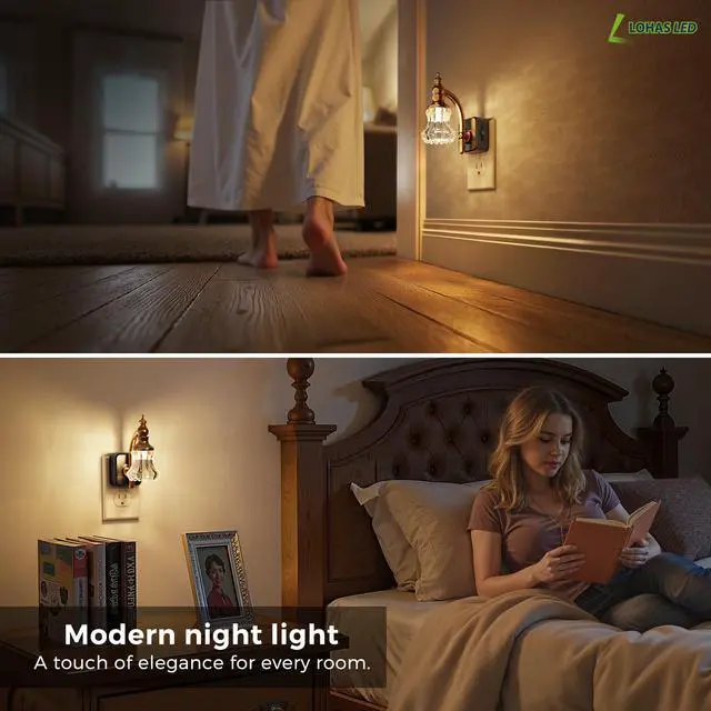 Alt view image 5 of 7 - Night Lights Plug into Wall, 3000K Soft White | Flower Night Lights with Dusk to Dawn Sensor, 0-100lm Adjustable Brightness, for Hallway Bedroom Stairway