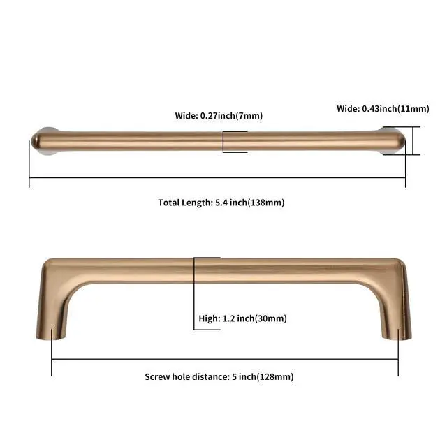 Alt view image 3 of 7 - 10 Pack 5 Inch(128mm) Champagne Bronze Cabinet Pulls Cabinet Handles Cupboard Handles Kitchen Cabinet Hardware for Cupboard Drawer Pulls