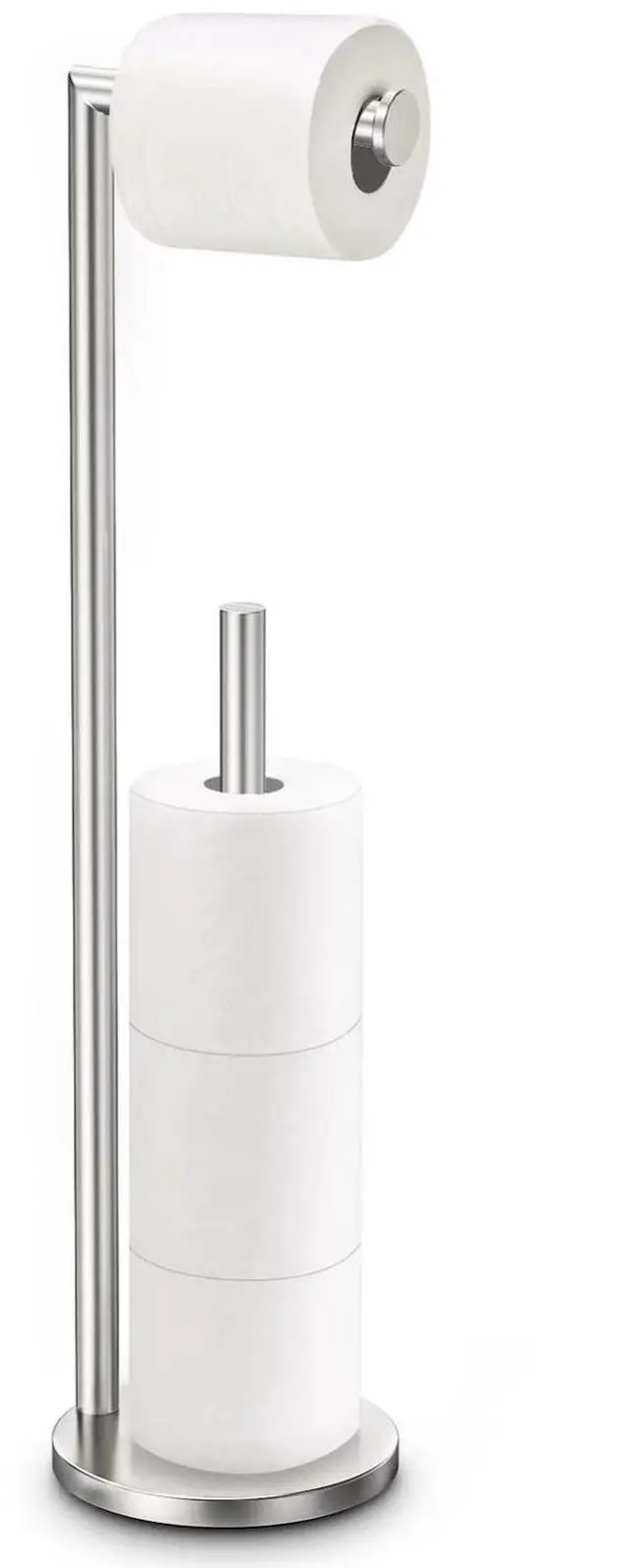 Main image of Toilet Paper Holder Stand, Brushed Nickel Toilet Paper Holder Free Standing | Stainless Steel Toilet Paper Holder for 4 Rolls, Bathroom Organizers and Storage with Anti-Slip Base and Rustproof