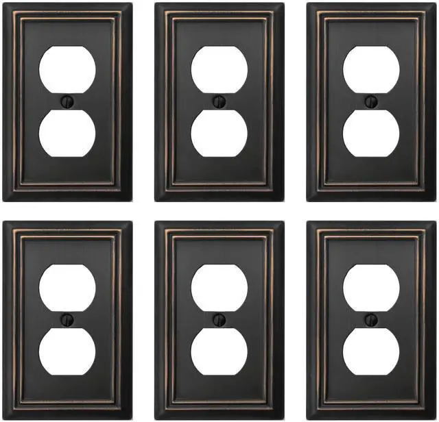 Main image of Single Duplex Outlet Light Switch Cover Adler Metal Wall Plate, 6-Pack Aged Bronze 1 Gang, for Receptacle Light Switch, Switch Cover Decorative Wallplate, Durable