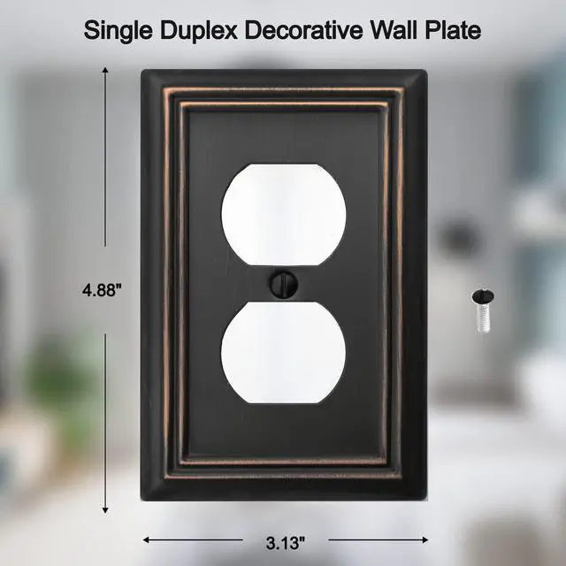 Alt view image 2 of 7 - Single Duplex Outlet Light Switch Cover Adler Metal Wall Plate, 6-Pack Aged Bronze 1 Gang, for Receptacle Light Switch, Switch Cover Decorative Wallplate, Durable
