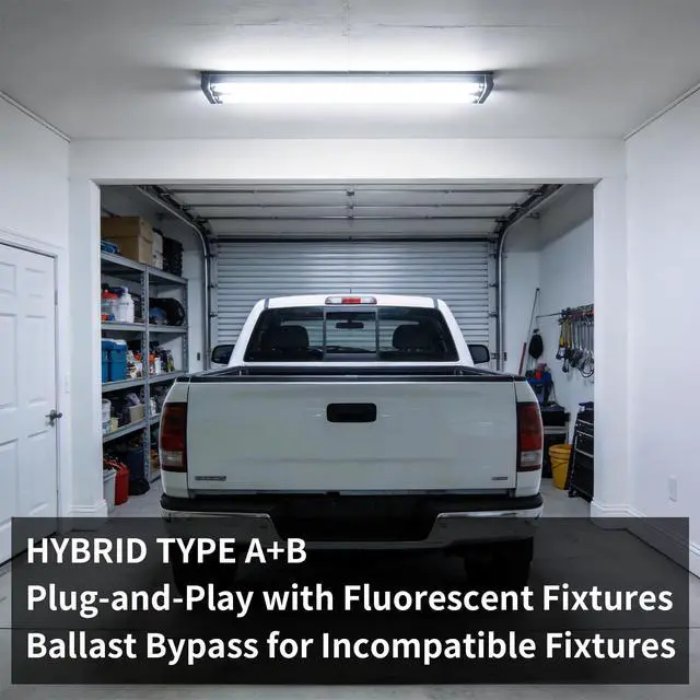 Alt view image 2 of 7 - Fluorescent Light Bulbs 48 Inch, T8 LED Bulbs 4 Foot Type A+B, 24W 3200LM 5000K Daylight, F32T8 or F40T12 LED 4FT Replacement, Plug and Play or Ballast Bypass, Double or Single End Powered, 4-Pack