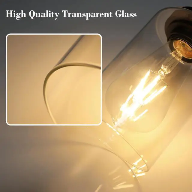 Alt view image 2 of 7 - Modern Bathroom Light Fixtures, 3 Light Vanity Lights, Black Wall Lamp with Clear Glass for Bathroom, Mirror, Living Room, Bedroom, Hallway, E26 Base