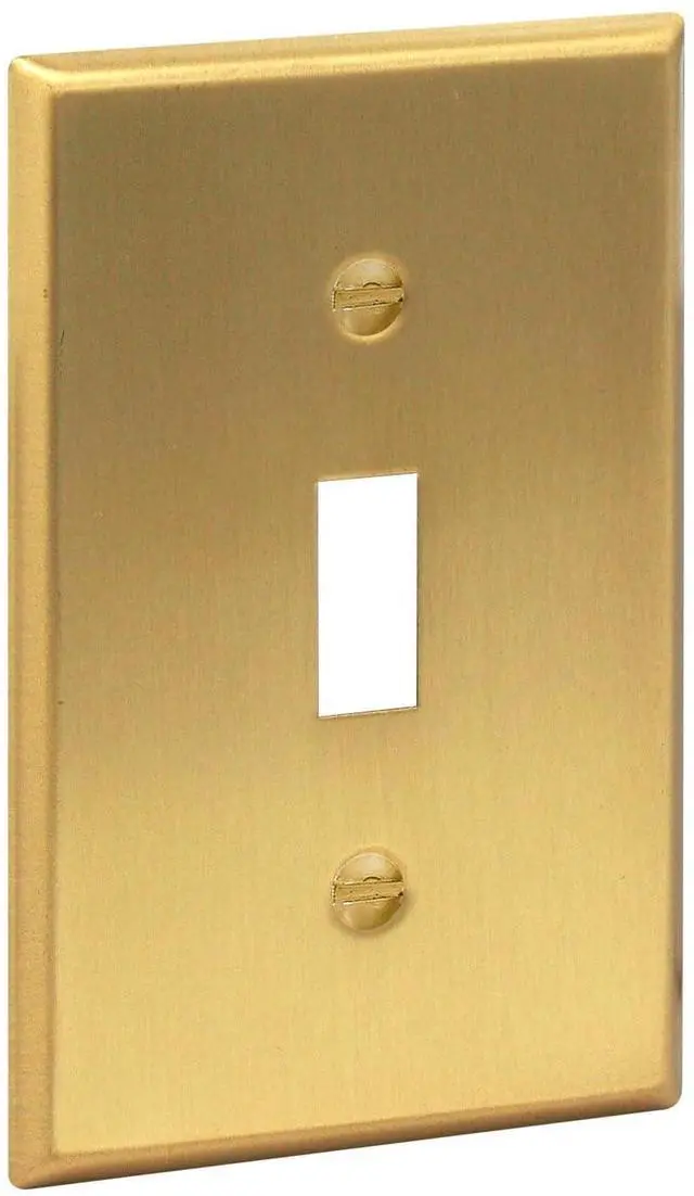 Main image of BRASS Toggle Light Switch Cover Plate Flip Switch Plate Outlet Covers Wall Plates 1 Gang Brushed Brass Gold Metal Signature Collection, Standard Size 2.75" X 4.50"