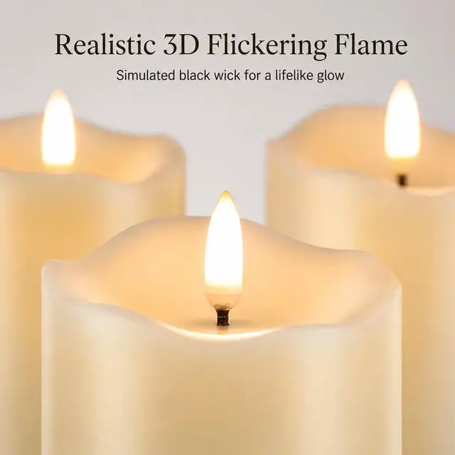 Alt view image 3 of 7 - Flickering Flameless Candles with Remote, Fake Candles Set of 3 | Realistic Battery Operated Candles, LED Candle for Fall Room Home Wedding Decor Centerpieces Table Party Christmas Decoration