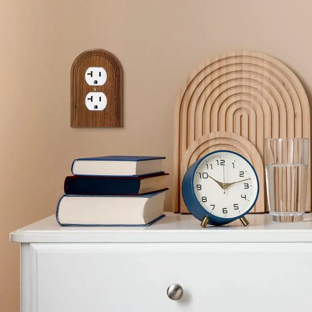 Alt view image 5 of 7 - 4 Pcs Walnut Wood Switch Cover Brown Outlet Covers Wall Plate Decorative Boho Plug Plate Vintage Rustic Contemporary Interior Room Home Decor (13 * 8.2cm,Arch Double Hole)