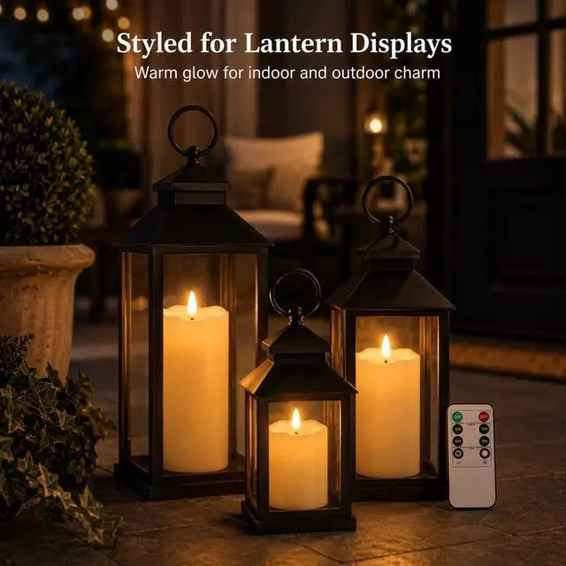 Alt view image 7 of 7 - Flickering Flameless Candles with Remote, Fake Candles Set of 3 | Realistic Battery Operated Candles, LED Candle for Fall Room Home Wedding Decor Centerpieces Table Party Christmas Decoration