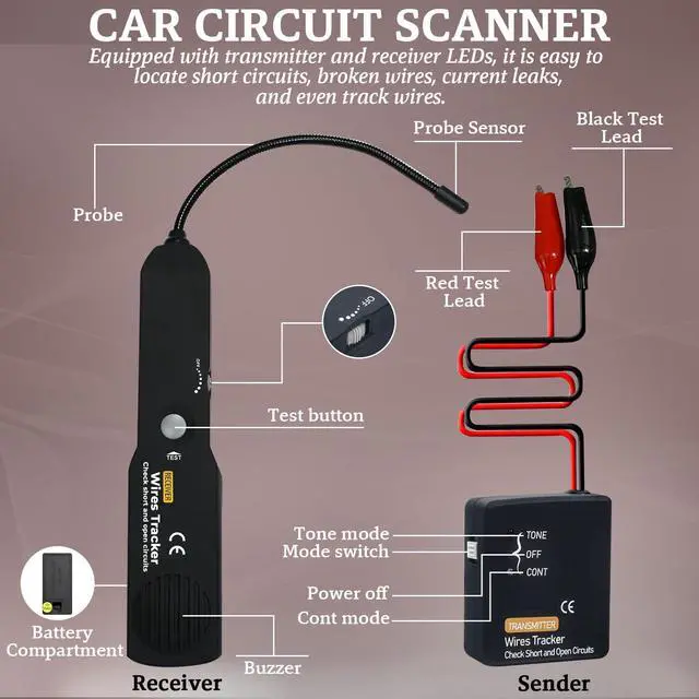 Alt view image 5 of 7 - Automotive Circuit Tracer & Wire Tracker 6-42V DC Wire Short Finder, Circuit Tracker, Circuit Tester & Circuit Scanner for Car, Boat, Trailer - Open/Short Circuit Detection Tool EM415PRO