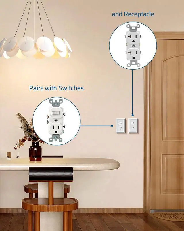 Alt view image 5 of 7 - 4 Pack White Outlet Cover Plate, White Metal Outlet Covers | 4.88"×3.13", Decorative Receptacle, Ideal for GFCI, Dimmer Switch, Toggle Switch