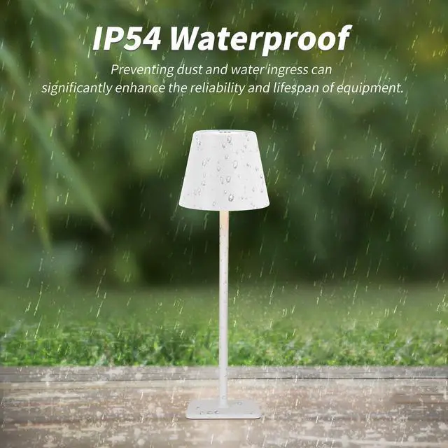 Alt view image 5 of 7 - Outdoor Waterproof Cordless Wireless Rechargeable Portable Top Touch Battery Operated Powered LED Table Lamp Desk Lamp Lights for Restaurant Kitchen Patio Dinner Dining (White)