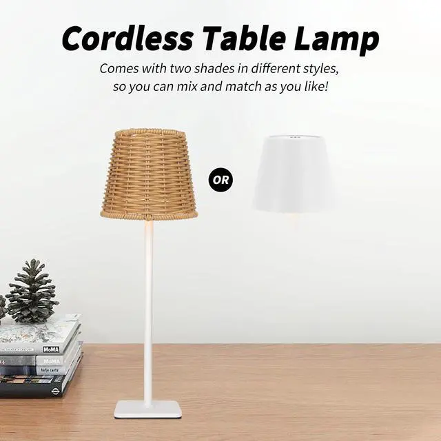 Alt view image 2 of 7 - Outdoor Waterproof Cordless Wireless Rechargeable Portable Top Touch Battery Operated Powered LED Table Lamp Desk Lamp Lights for Restaurant Kitchen Patio Dinner Dining (White)