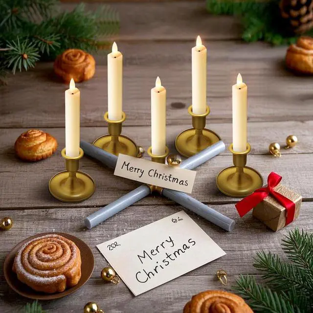 Alt view image 2 of 7 - Upgraded Real Wax Short LED Flameless Taper Candles with Remote, 6 PCS Ivory Candlesticks Battery Operated 3D Flickering - 6" Realistic Fake Candle Sticks for Home/Wedding/Fireplace Xmas Decor