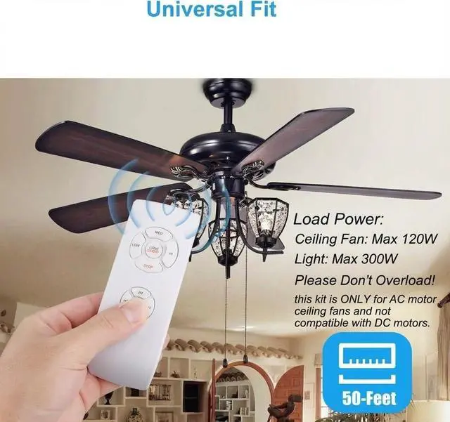 Alt view image 2 of 7 - Universal Ceiling Fan Remote Control Kit, 3-in-1 AC Motor Ceiling Fan Light Timing & Speed Remote, for Hunter/Harbor Breeze/Westinghouse/Honeywell/Other Ceiling Fan lamp
