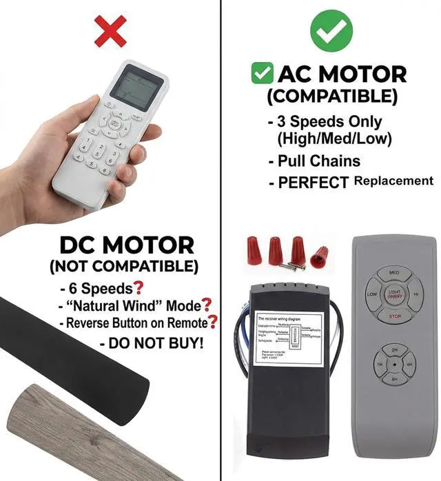 Alt view image 3 of 7 - Universal Ceiling Fan Remote Control Kit, 3-in-1 AC Motor Ceiling Fan Light Timing & Speed Remote, for Hunter/Harbor Breeze/Westinghouse/Honeywell/Other Ceiling Fan lamp