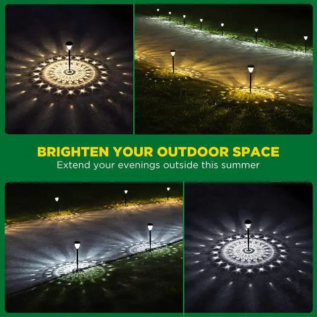 Alt view image 2 of 7 - Super Bright Solar Lights Outdoor Waterproof-10 Pack, Dusk to Dawn Up to 12 Hrs Solar Powered Outdoor Pathway Garden Lights Auto On/Off, LED Landscape Lighting Decorative for Walkway Patio Yard