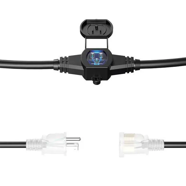 Alt view image 4 of 7 - 25FT Power Extension Cord 3 Prong, 16 Gauge SJTW 5-15R Cable Male Plug to Female Connector,7 Outlets Multiple Evenly-Spaced Plug,Suitable for Stage Setting or Outdoor,UL Certified Outlet Cable